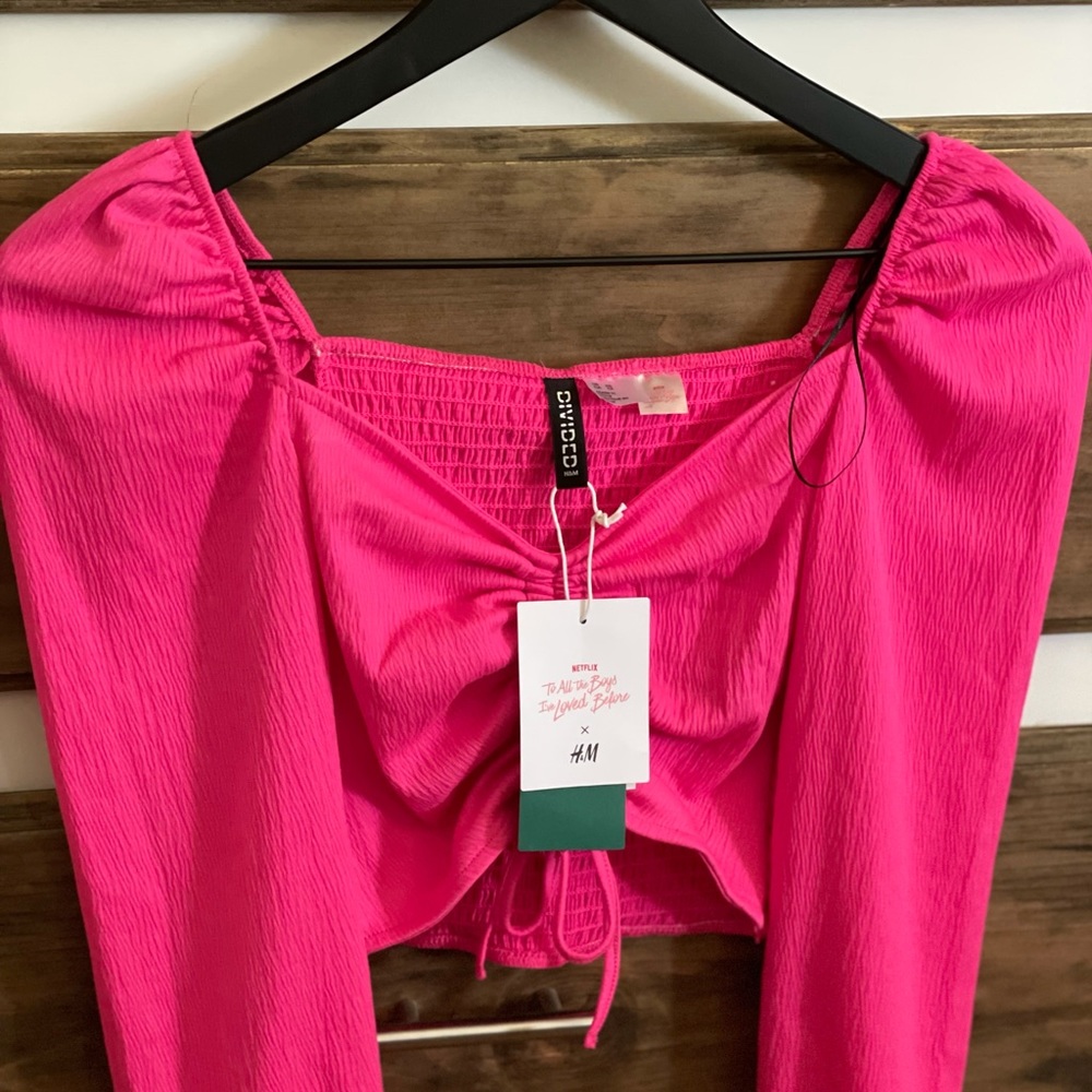 H&M hot pink crop top
